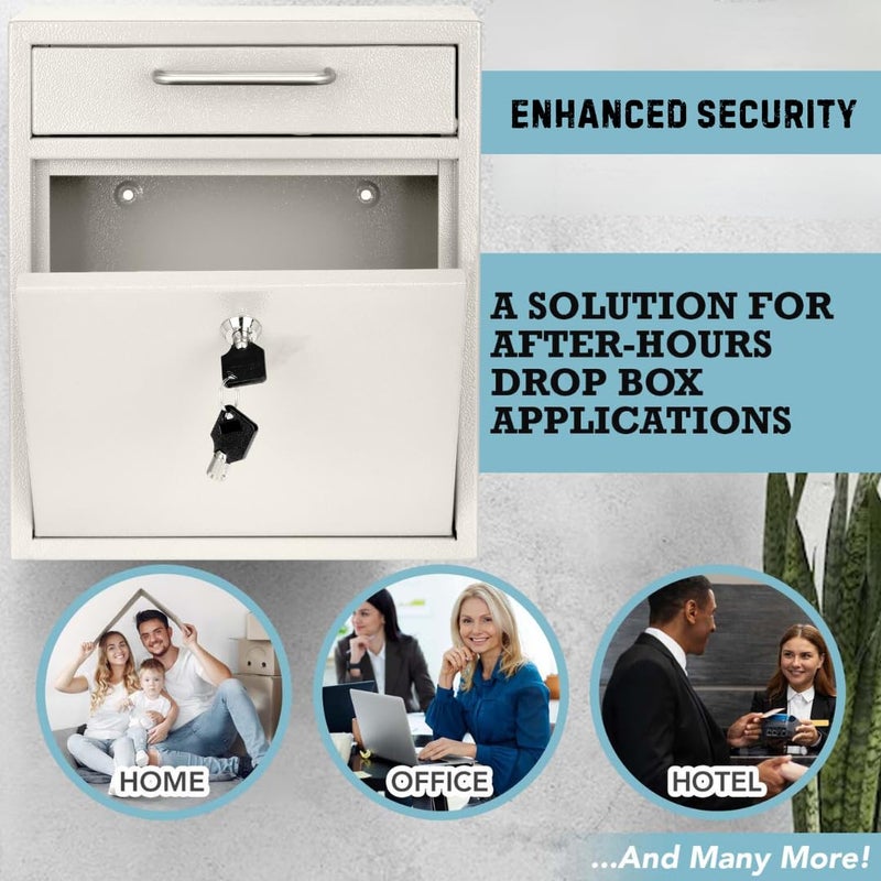 AdirOffice Wall Mount Mailbox - Mailbox with Lock and Keys- Durable Wall Mounted Locking Mailbox and Cash Drop Box for House, Apartments and Bussiness After Hours Deposits - Image 3